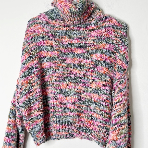 Wild Fable Rainbow Knit turtleneck spring crop sweater women size Small - Picture 7 of 8